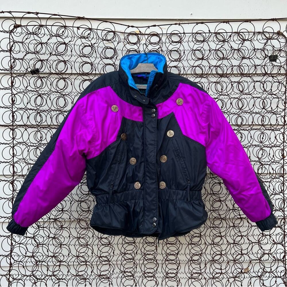 Vintage 80s RA Sports purple black peplum winter ski coat MEDIUM?